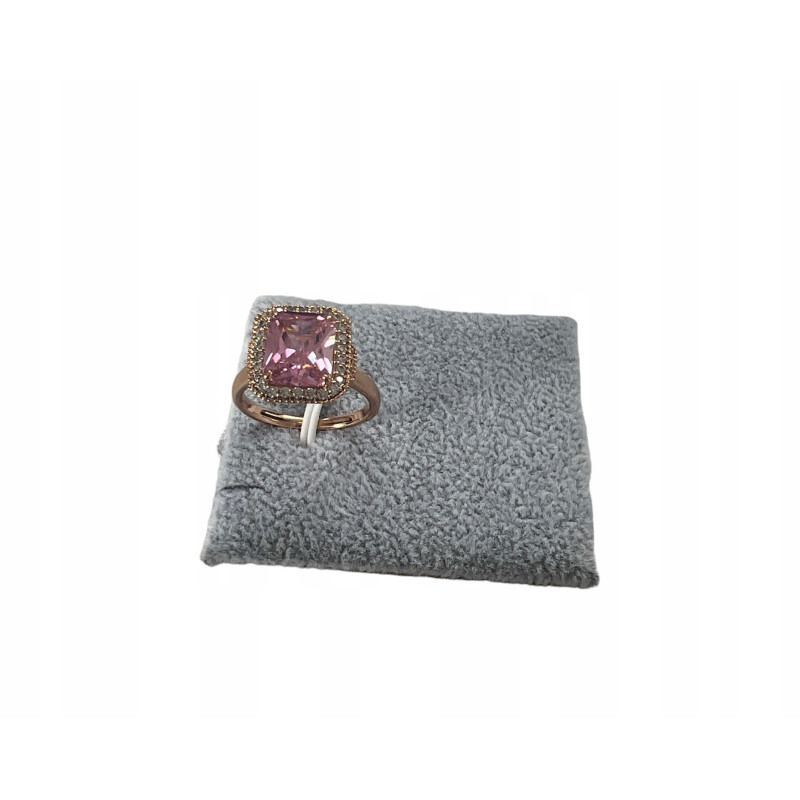 477 Pierścionek CYRKONIE KAMEŃ Różowy r 10/20mm