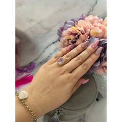 477 Pierścionek CYRKONIE KAMEŃ Różowy r 9/19mm