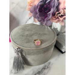 477 Pierścionek CYRKONIE KAMEŃ Różowy r 7/17mm