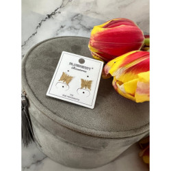 356 Złote kolczyki BLUEBERRY MOTYLKI MOTYL STAL