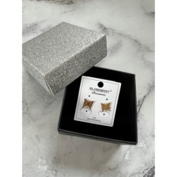 356 Złote kolczyki BLUEBERRY MOTYLKI MOTYL STAL