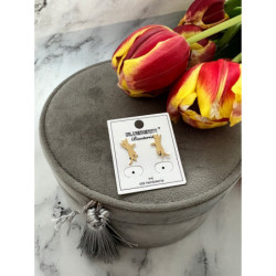 1342 Złote kolczyki BLUEBERRY KOT KOTEK STAL 316