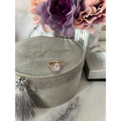 688 Pierścionek CYRKONIE KAMEŃ LILIOWY r 9/19mm