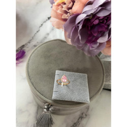 215 Pierścionek CYRKONIE KAMEŃ RÓŻOWY r 9/19mm