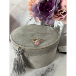 215 Pierścionek CYRKONIE KAMEŃ RÓŻOWY r 9/19mm