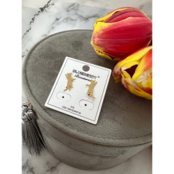 1342 Złote kolczyki BLUEBERRY KOT KOTEK STAL 316