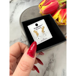 1342 Złote kolczyki BLUEBERRY KOT KOTEK STAL 316