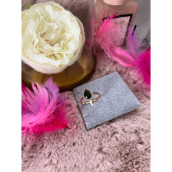 1316 Pierścionek CYRKONIE KAMEŃ CZARNY r 9/19mm