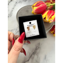 1187 Złote kolczyki BLUEBERRY PIES PIESEK STAL 316