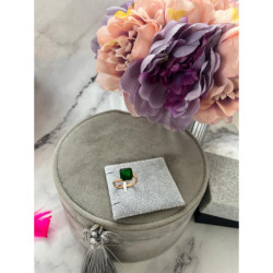 1011 Pierścionek CYRKONIE KAMEŃ ZIELINY r 7/17mm