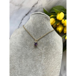 822 Złoty naszyjnik WISIOREK FIOLETOWY STAL 316L