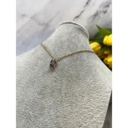 822 Złoty naszyjnik WISIOREK FIOLETOWY STAL 316L