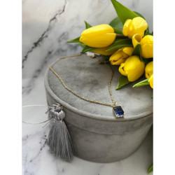 1061 Złoty naszyjnik WISIOREK GRANATOWY STAL 316L