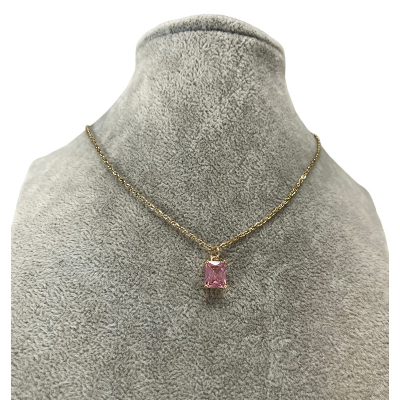 417 Złoty naszyjnik WISIOREK RÓŻOWY STAL 316L