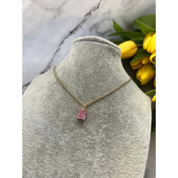 417 Złoty naszyjnik WISIOREK RÓŻOWY STAL 316L