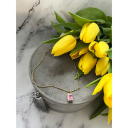 417 Złoty naszyjnik WISIOREK RÓŻOWY STAL 316L