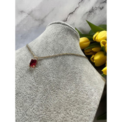 128 Złoty naszyjnik WISIOREK CZERWONY STAL 316L