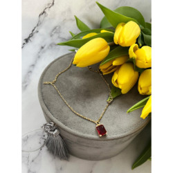 128 Złoty naszyjnik WISIOREK CZERWONY STAL 316L