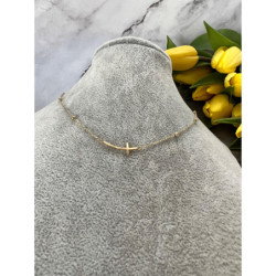 103 Złoty naszyjnik KRZYŻ KRZYŻYK KULECZKI STAL