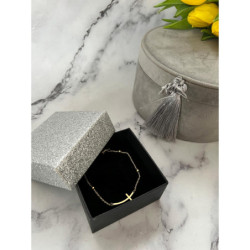 764 Bransoletka KRZYŻ KRZYŻYK KULECZKI STAL 316L