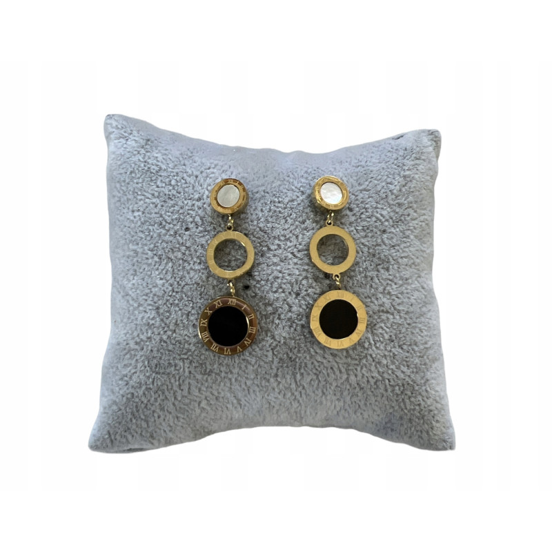 369 Złote kolczyki wkrętki ZEGAR MASA PERŁOWA stal