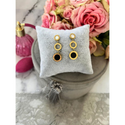 369 Złote kolczyki wkrętki ZEGAR MASA PERŁOWA stal