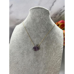 1274 Złoty naszyjnik SERCE AMETYST STAL 316L