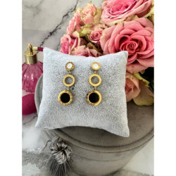 369 Złote kolczyki wkrętki ZEGAR MASA PERŁOWA stal