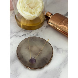 1274 Złoty naszyjnik SERCE AMETYST STAL 316L