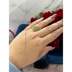 589 Pierścionek obrączka szeroka CYRKONIE r 10/20