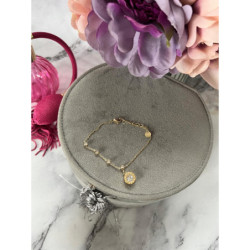 1238 Złota bransoletka ZEGAR CYRKONIA stal 316