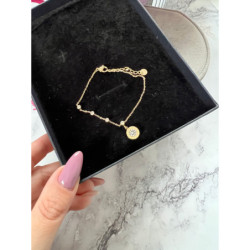 1238 Złota bransoletka ZEGAR CYRKONIA stal 316