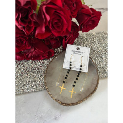 1186 Złote kolczyki BLUEBERRY KRZYŻE KRZYŻ STAL