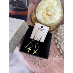 1186 Złote kolczyki BLUEBERRY KRZYŻE KRZYŻ STAL