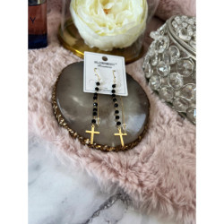 1186 Złote kolczyki BLUEBERRY KRZYŻE KRZYŻ STAL