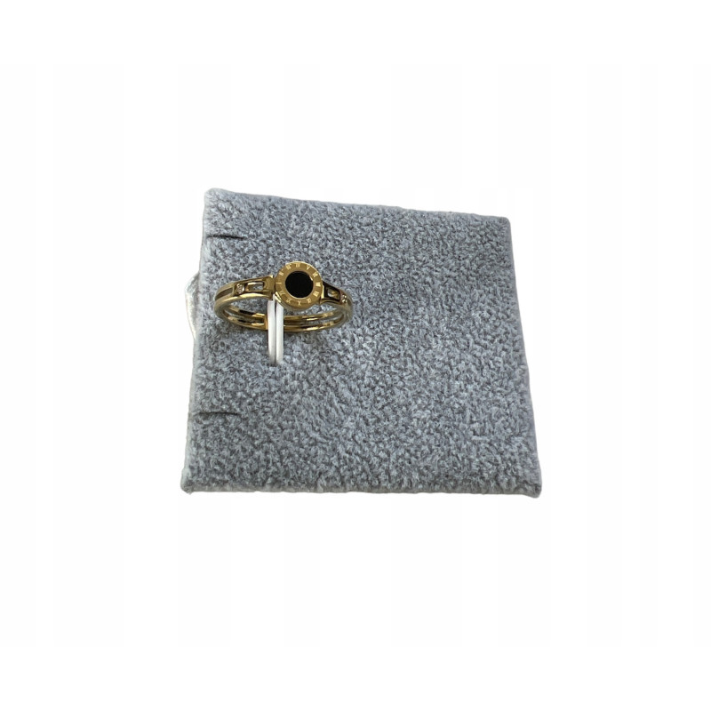 235 Pierścionek ZEGAR CZARNE OCZKO CYRKONIE r10/20