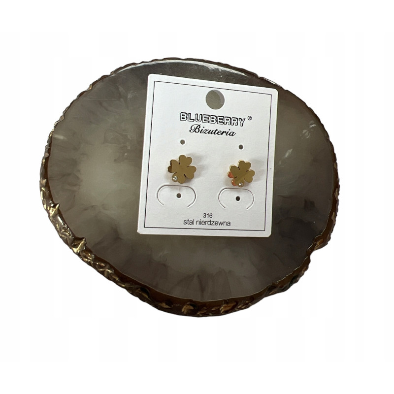 432 Złote kolczyki BLUEBERRY KONICZYNKA STAL 316L