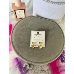 167 Złote kolczyki BLUEBERRY Kółka SERCA STAL 316L