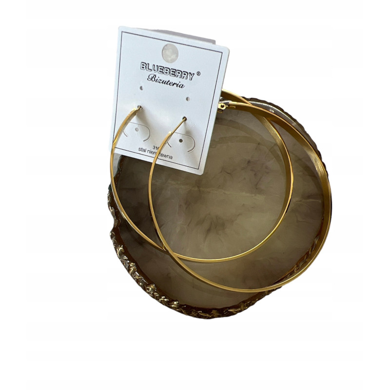 1372 Złote kolczyki BLUEBERRY KOŁA 7cm STAL