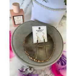 701 Złote kolczyki BLUEBERRY KRZYŻ CYRKONIE STAL