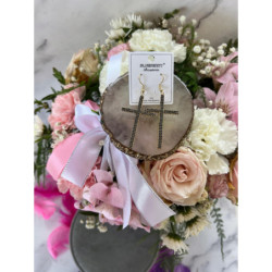 701 Złote kolczyki BLUEBERRY KRZYŻ CYRKONIE STAL