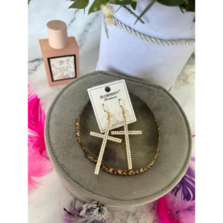 1002 Złote kolczyki BLUEBERRY KRZYŻ CYRKONIE STAL