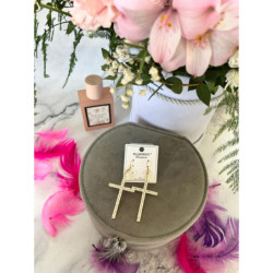 1002 Złote kolczyki BLUEBERRY KRZYŻ CYRKONIE STAL