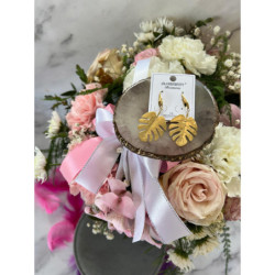 284 Złote kolczyki BLUEBERRY LIŚĆ MONSTERA STAL