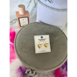 830 Złote kolczyki BLUEBERRY SERCA CYRKONIE STAL