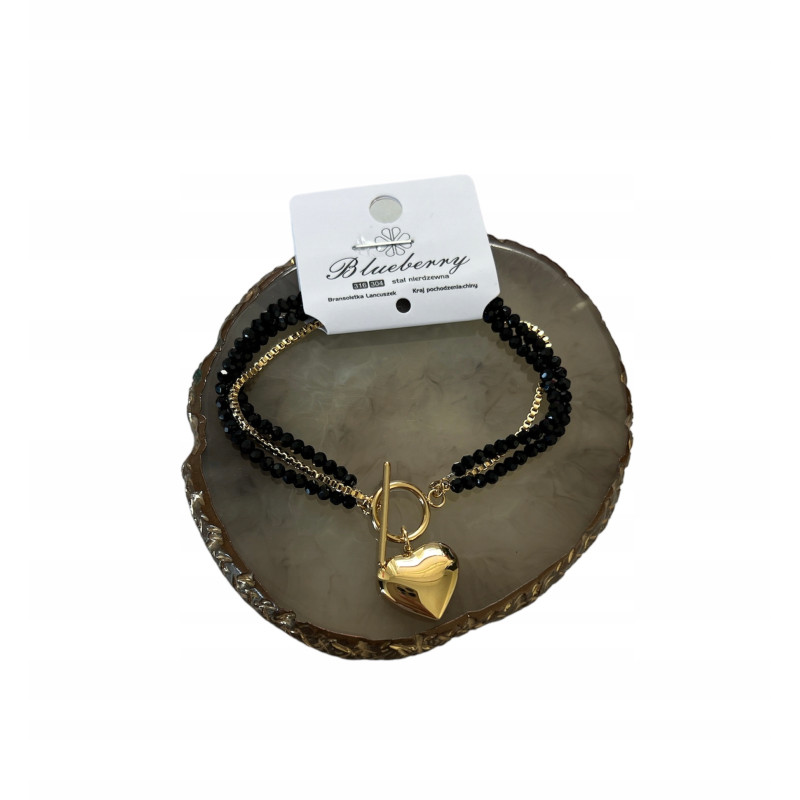 601 Złota bransoletka BLUEBERRY SERCE KORALIKI