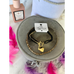 601 Złota bransoletka BLUEBERRY SERCE KORALIKI