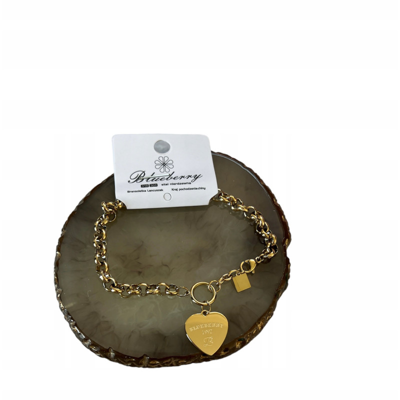 323 Złota bransoletka BLUEBERRY SERCE STAL 316L