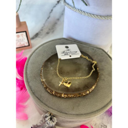 789 Złota bransoletka BLUEBERRY SERCE KRZYŻ STAL