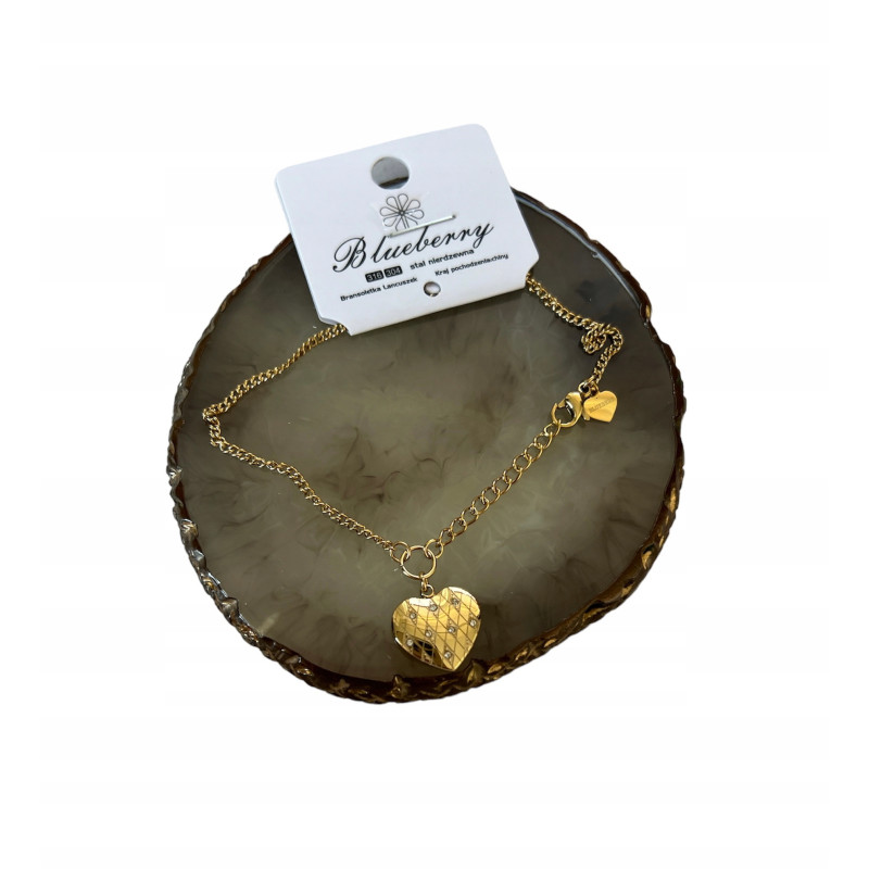 389 Złota bransoletka BLUEBERRY SERCE SERDUSZKO